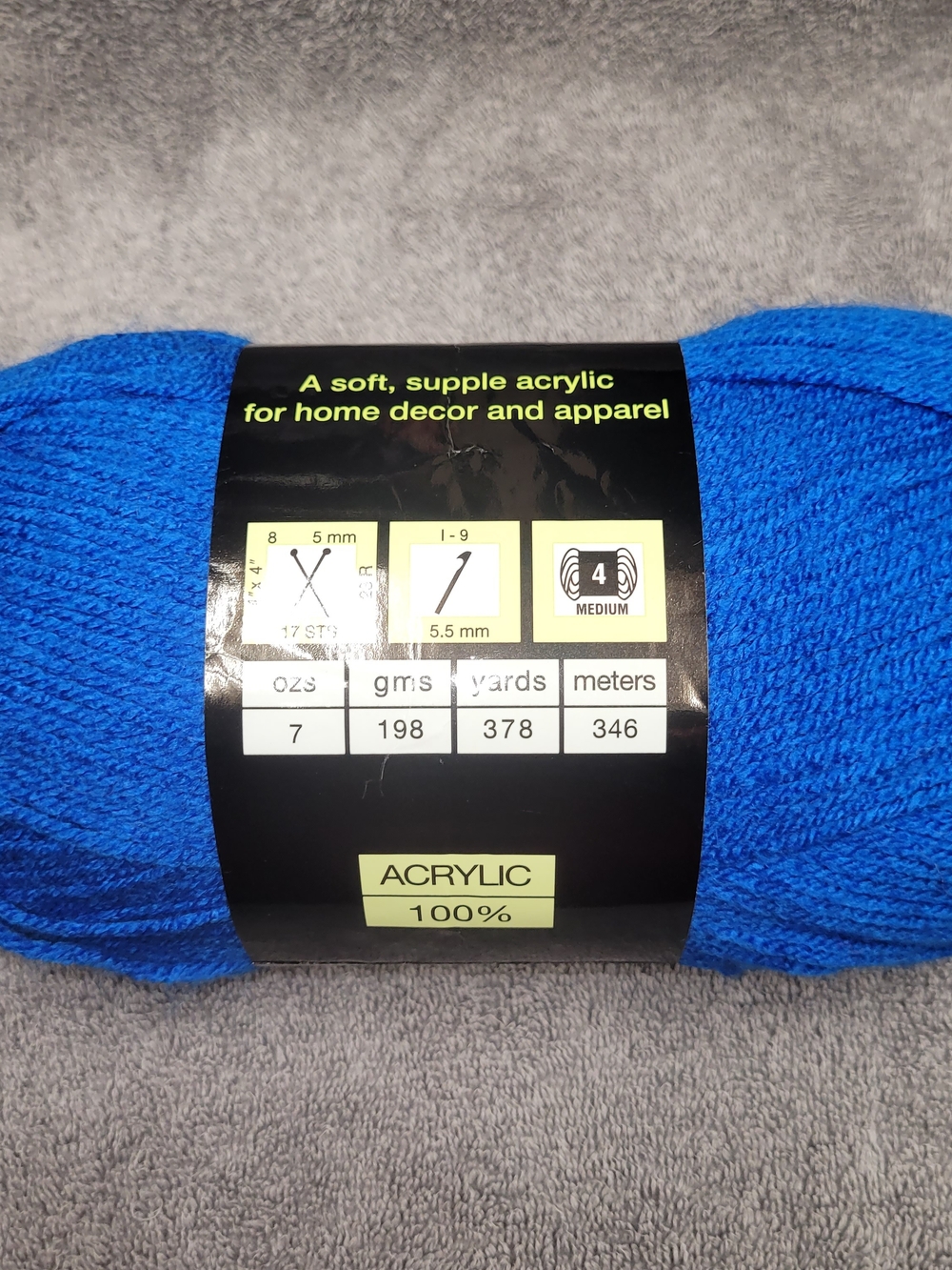 Sensation- Yarn in Bright Royal Blue. 7 oz. 100% acrylic. Knitting & Crochet - Picture 2 of 7